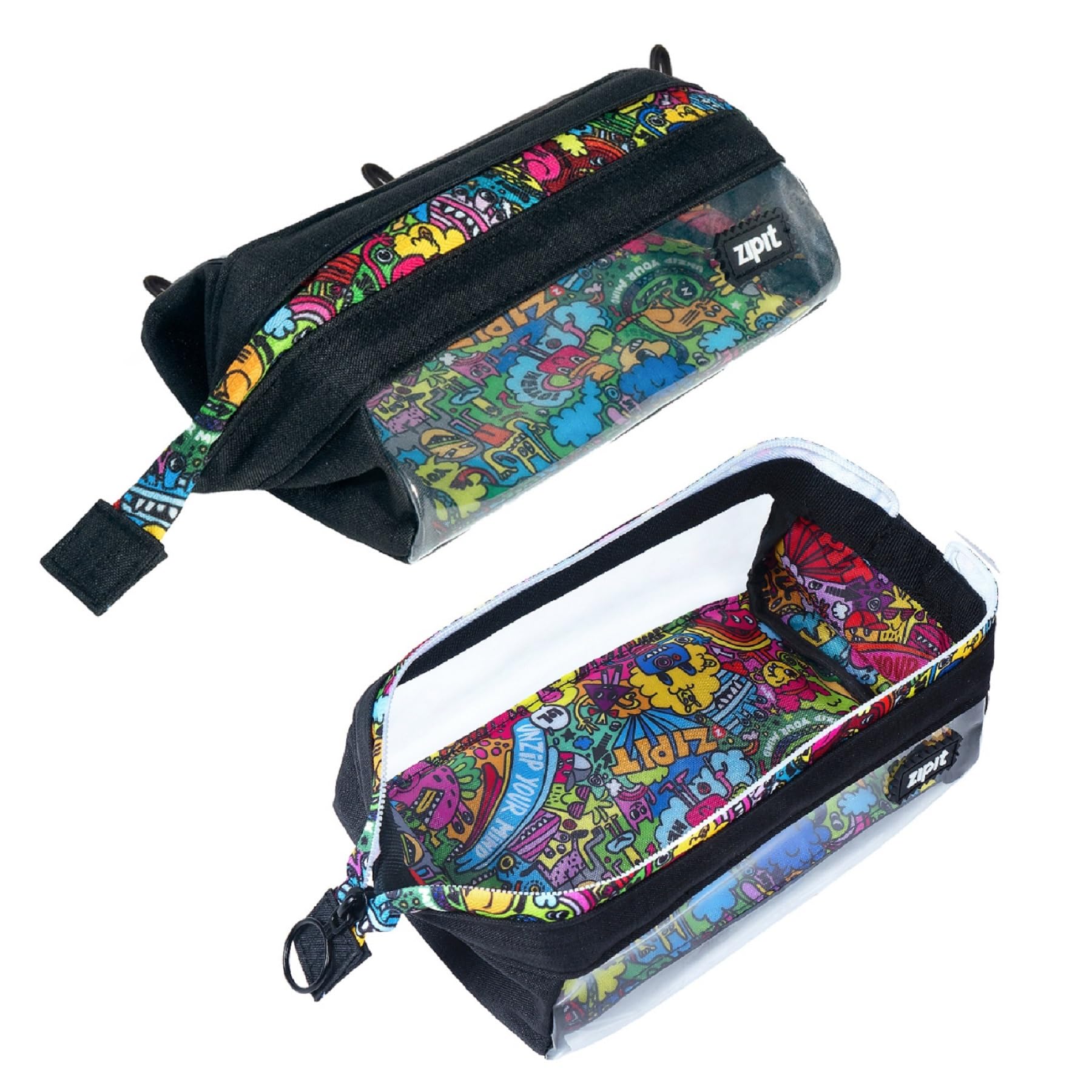 Amazon.com: ZIPIT: Lenny Pencil Case - Clear & Doodles - Large